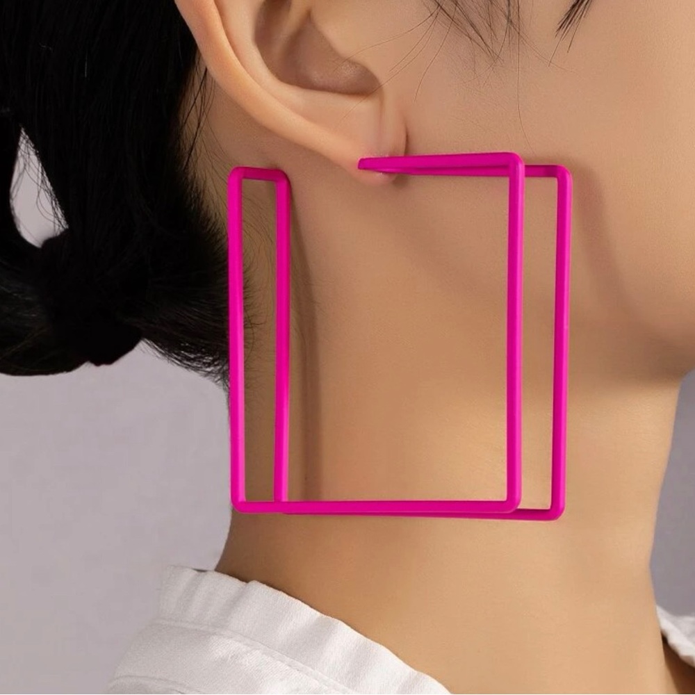 Square Hot ping earrings
